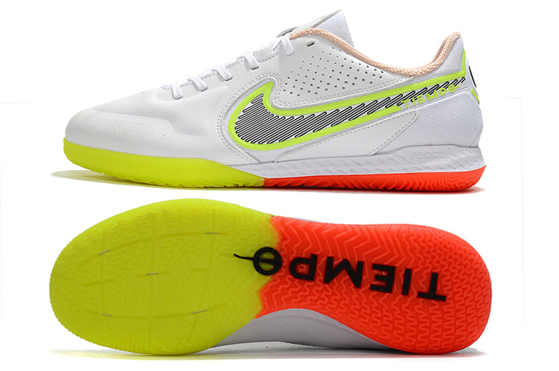 Nike Tiempo Legend 9 Pro Futsal Branco Laranja Amarelo