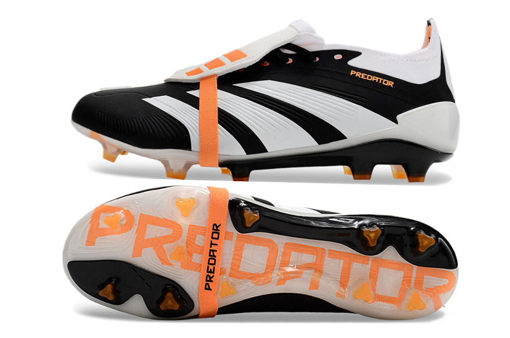 Adidas Feminina Predator Elite Tongue FG - Preto Branco Laranja