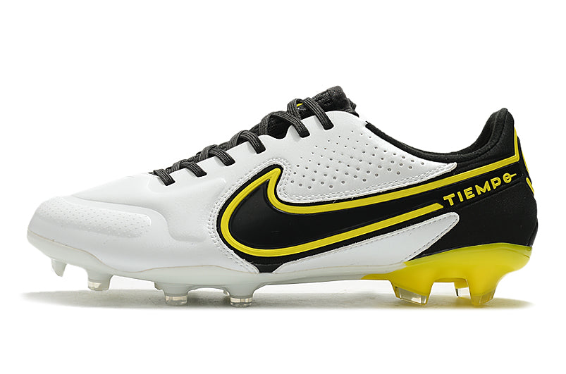 Nike Tiempo Legend 9 Elite FG Preto Branco Amarelo