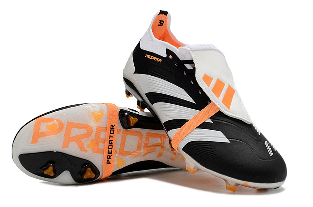 Adidas Feminina Predator Elite Tongue FG - Preto Branco Laranja