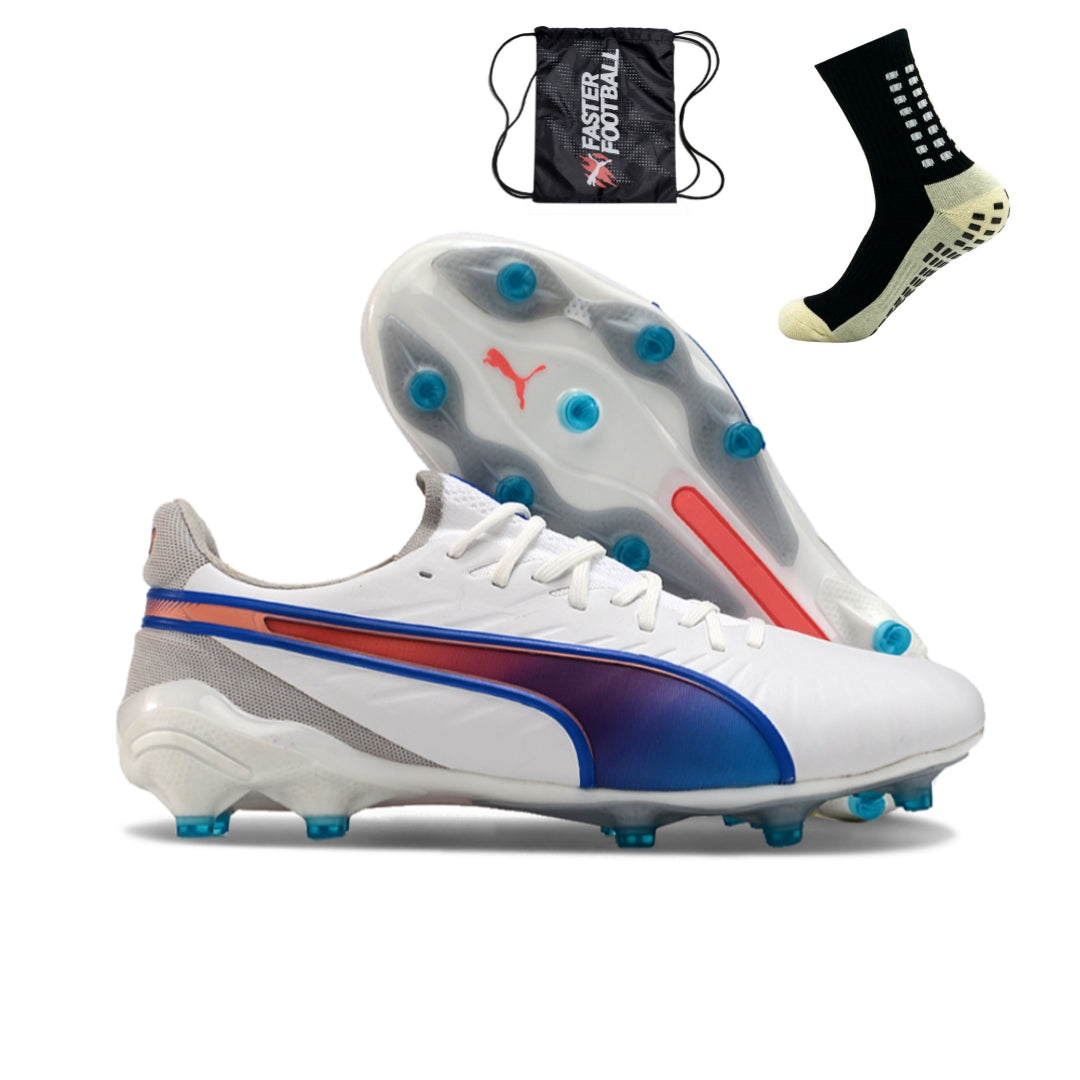 Puma King FG/AG - Branco Azul