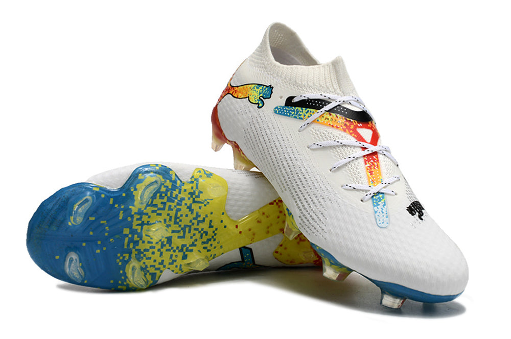 Puma Future 7 FTR FG - Branco Amarelo Azul