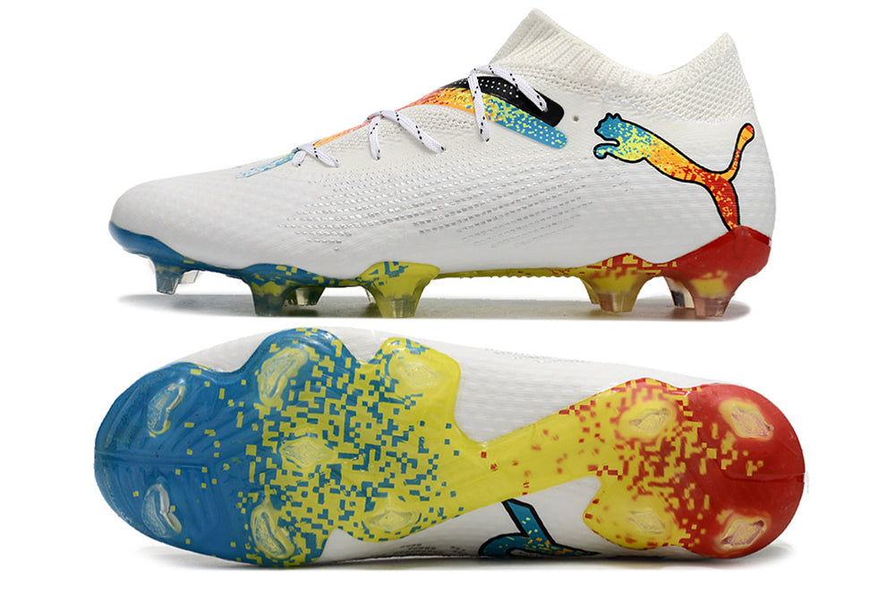 Puma Future 7 FTR FG - Branco Amarelo Azul