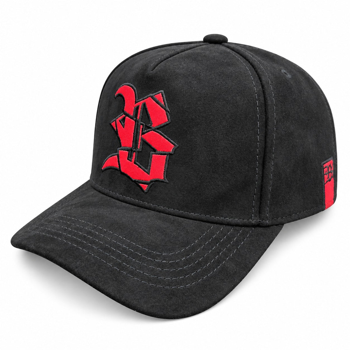 Quepis Snapback - Suede Negro/rojo