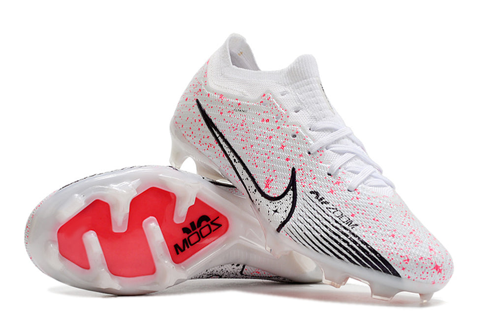 Nike Feminina Air Zoom Mercurial Vapor 15 FG Elite - Branco Rosa Preto