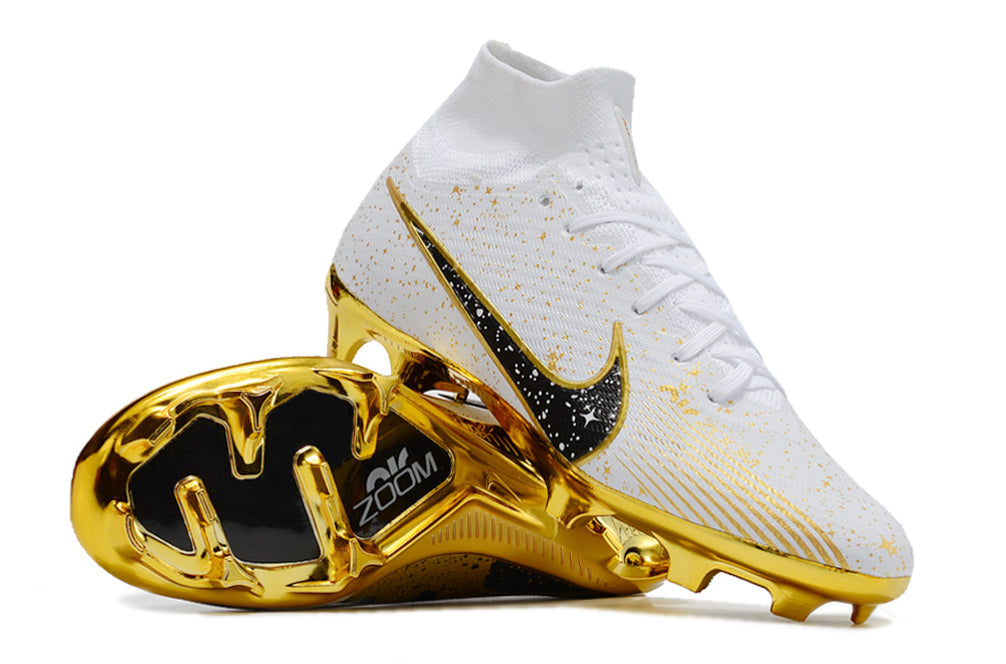 Nike Feminina Air Zoom Superfly 9 FG Elite - Branco Dourado