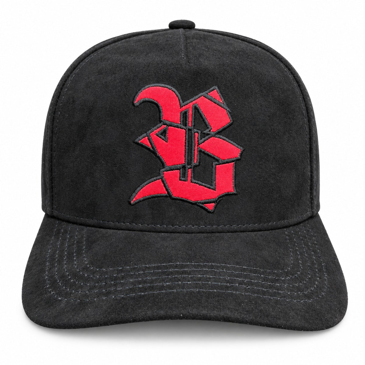 Quepis Snapback - Suede Negro/rojo