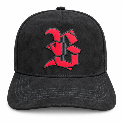 Quepis Snapback - Suede Negro/rojo