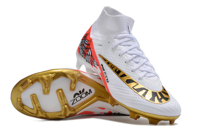 Nike Feminina Air Zoom Superfly 9 FG Elite - Branco Dourado