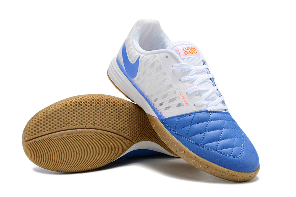 Nike Feminina Lunar Gato II Futsal - Branco Azul