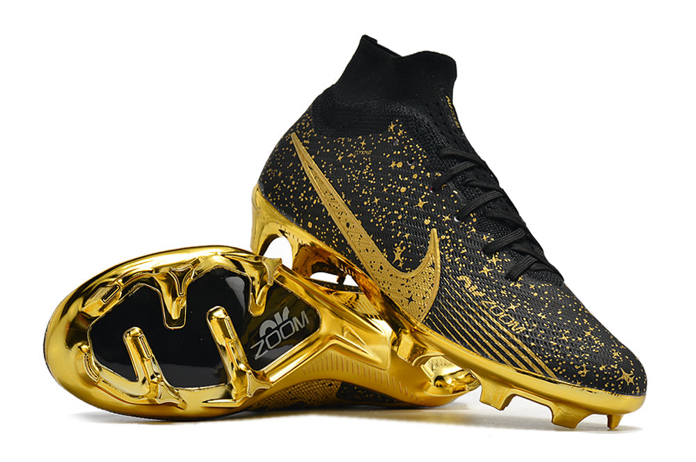 Nike Feminina Air Zoom Superfly 9 FG Elite - Preto Dourado