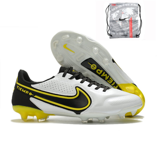 Nike Tiempo Legend 9 Elite FG Preto Branco Amarelo