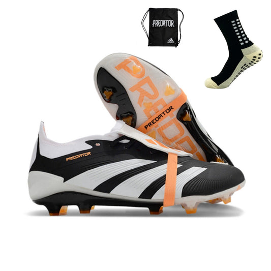 Adidas Feminina Predator Elite Tongue FG - Preto Branco Laranja