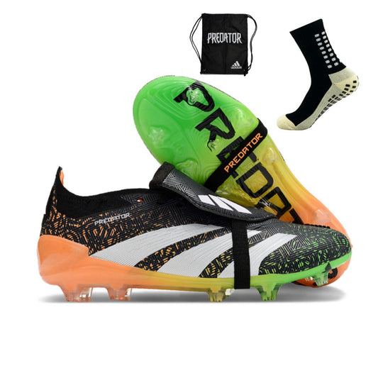 Adidas Feminina Predator Elite Tongue FG - Preto Verde Laranja