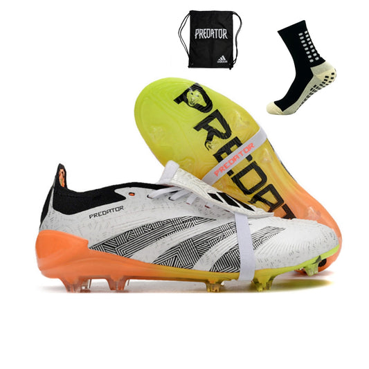 Adidas Feminina Predator Elite Tongue FG - Branco Laranja Verde