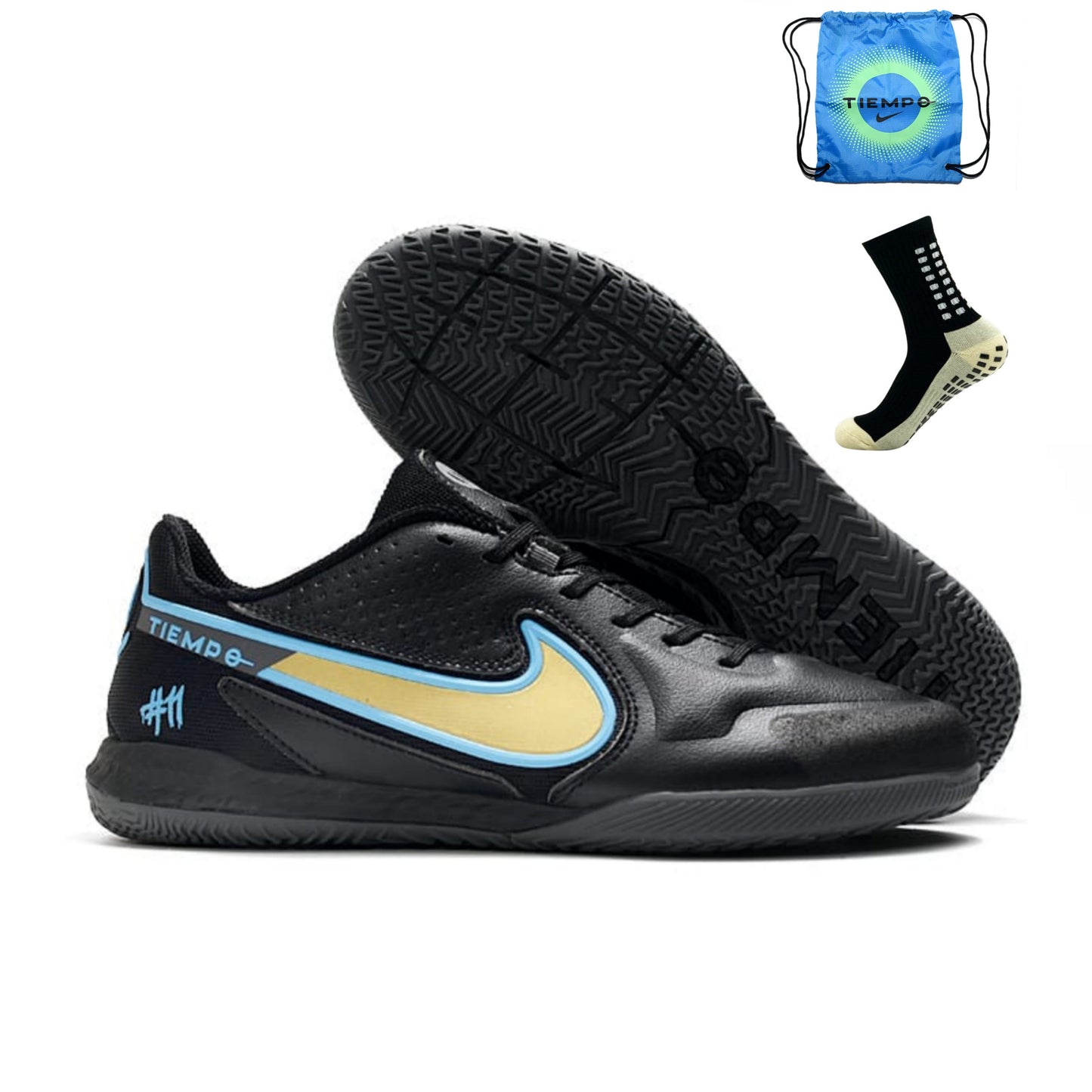 Nike Tiempo Legend 9 Pro Futsal Preto Dourado