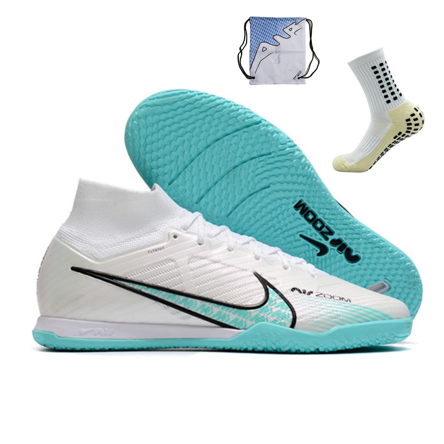 Nike Air Zoom Mercurial Superfly 9 Elite Futsal - Branco Azul