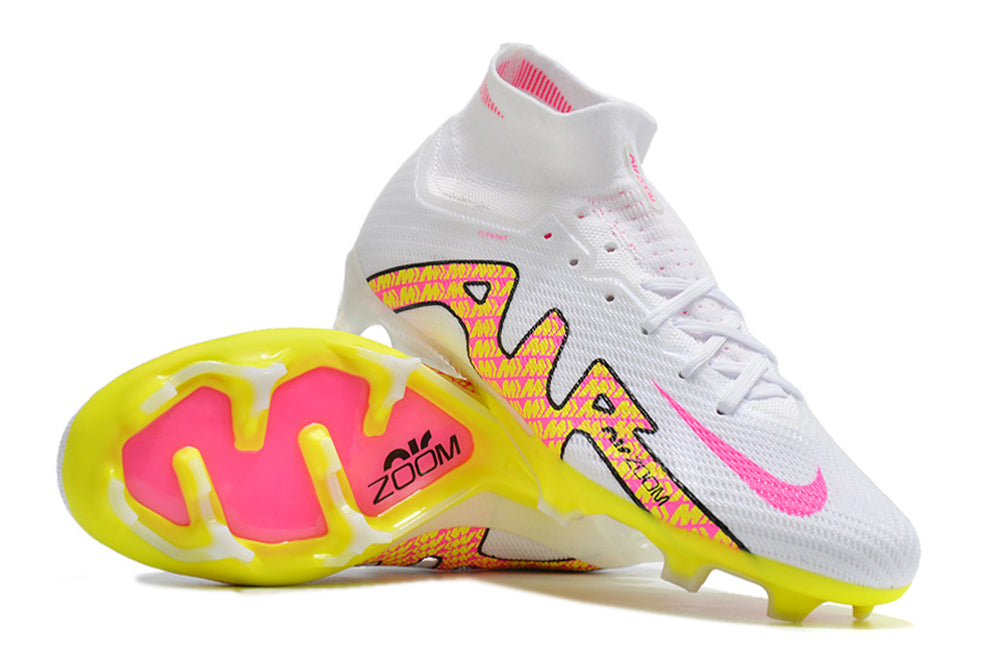 Nike Feminina Air Zoom Superfly 9 FG Elite - Branco Amarelo